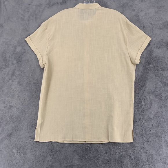 Fishpond Button Up Short Sleeve Cream Cotton Flax Short Sleeve Shirt Mens Large - Picture 8 of 12